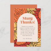 暖かい色の大きなフローラアーチ赤ちゃんシャワー サンキューカード (正面/裏面)