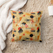 暖かい色合い – ピーチ&ブラックジオメトリックアクセントクッション クッション (ブランケット)