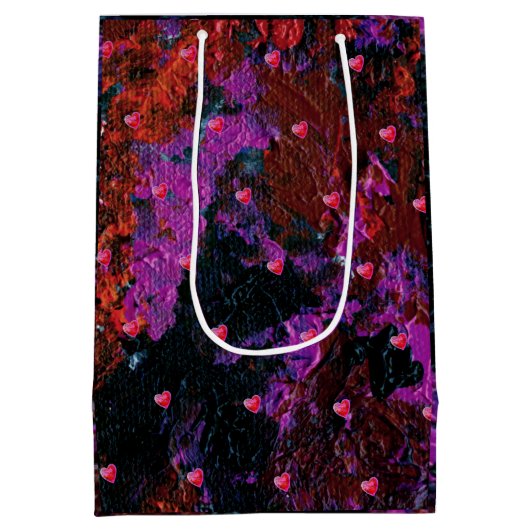 暖かい赤いハート ミディアムペーパーバッグ (裏面)
