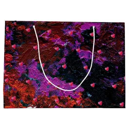 暖かい赤いハート ラージペーパーバッグ (裏面)