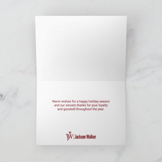 暖かい赤'この季節の折り畳みグリーティングカード カード (内部)