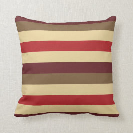 暖かい赤のストライプのな枕 クッション