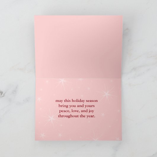 暖かい赤の平和、愛と喜び シーズンカード (内部)