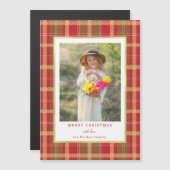 暖かい赤素朴と金ゴールドの格子写真 (正面/裏面)