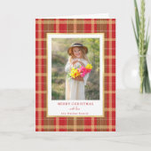 暖かい赤素朴と金ゴールドの格子写真 シーズンカード (正面)