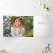 暖かい赤素朴と金ゴールドの格子写真 三つ折りカード (内部)