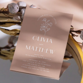 暖かい赤面フローラミニマ結婚リスト。QRと写真 招待状