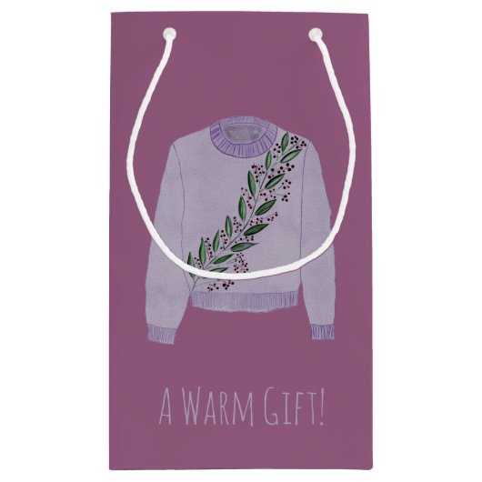 暖かい醜いクリスマスセーター小抱き枕 スモールペーパーバッグ (裏面)