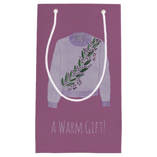 暖かい醜いクリスマスセーター小抱き枕 スモールペーパーバッグ (正面)