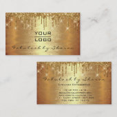 暖かい金ゴールドメイクアップアーティストラッシュドリップスパークロゴ 名刺 (正面/裏面)