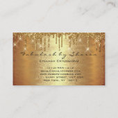 暖かい金ゴールドメイクアップアーティストラッシュドリップスパークロゴ 名刺 (裏面)