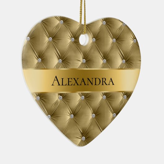 暖かい金ゴールドラグジュアリーフェイクベルベットクリスマス セラミックオーナメント (右)