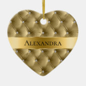 暖かい金ゴールドラグジュアリーフェイクベルベットクリスマス セラミックオーナメント (正面)