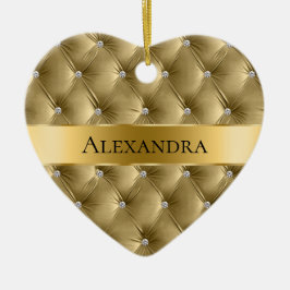 暖かい金ゴールドラグジュアリーフェイクベルベットクリスマス セラミックオーナメント