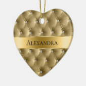 暖かい金ゴールドラグジュアリーフェイクベルベットクリスマス セラミックオーナメント (左)