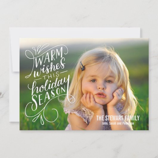 暖かい願いこのホリデーシーズンハンドレター シーズンカード (正面)