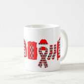 暖かい願いアーガイルパターン項目マグカップ – 赤 コーヒーマグカップ (正面右)
