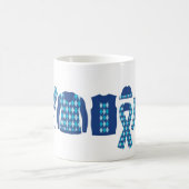 暖かい願いアーガイルパターン項目マグカップ – 青 コーヒーマグカップ (中央)