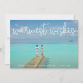 暖かい願いエレガントビーチ写真クリスマス シーズンカード (正面)