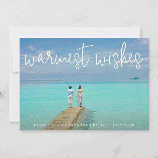 暖かい願いエレガントビーチ写真クリスマス シーズンカード (正面)