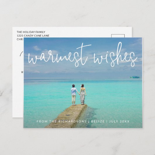 暖かい願いエレガントビーチ写真クリスマス シーズンポストカード (正面/裏面)