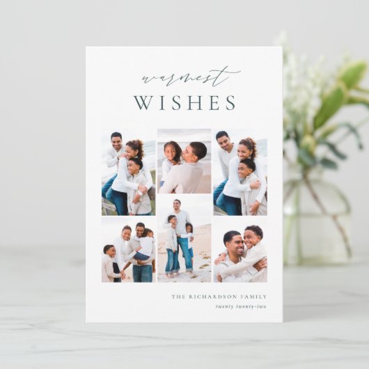 暖かい願いエレガント6フォトコラージュクリスマス シーズンカード (スタンド正面)