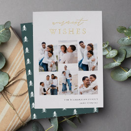 暖かい願いエレガント6フォトコラージュクリスマス 箔シーズンカード