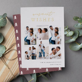 暖かい願いエレガント6フォトコラージュクリスマス 箔シーズンカード