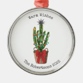 暖かい願いクリスマスのサボテンの年 メタルオーナメント (正面)