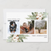 暖かい願いコットン冬の緑の写真Holida シーズンカード (正面)