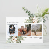 暖かい願いコットン冬の緑の写真Holida シーズンカード (スタンド正面)