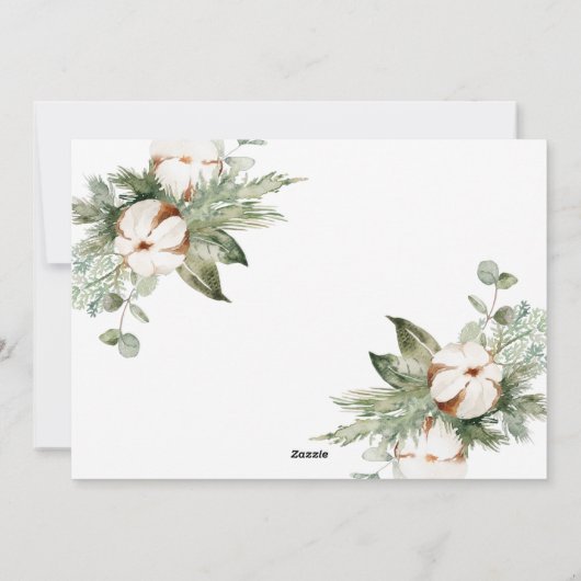 暖かい願いコットン冬の緑の写真Holida シーズンカード (裏面)