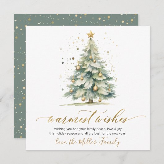 暖かい願いスクリプトのクリスマスツリー非写真 シーズンカード (正面/裏面)