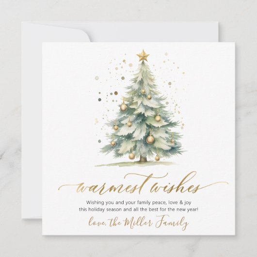 暖かい願いスクリプトのクリスマスツリー非写真 シーズンカード (正面)