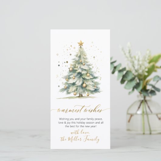 暖かい願いスクリプト非フォトクリスマスツリー シーズンカード (スタンド正面)