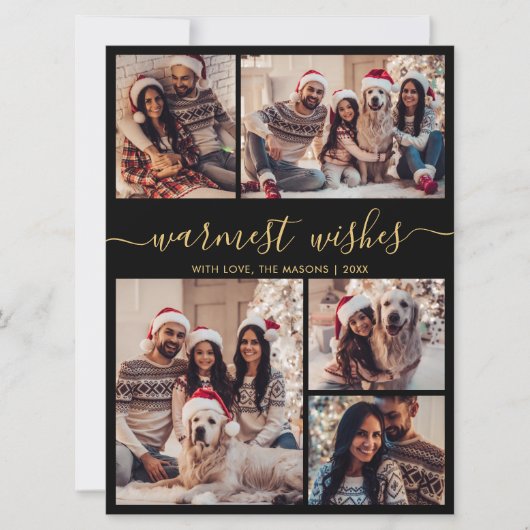 暖かい願いスクリプト5フォトコラージュクリスマス シーズンカード (正面)