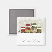 暖かい願いフクロウファミリーマグネット マグネット (正面/裏面)