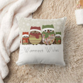 暖かい願いフクロウ家族の枕 クッション (ブランケット)