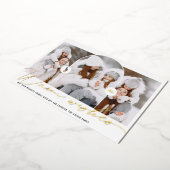 暖かい願いモダンアーチ3写真赤いスクリプト 箔シーズンカード (回転した状態)