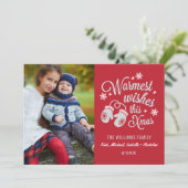 暖かい願いヴィンテージ赤いクリスマスフォト シーズンカード (スタンド正面)