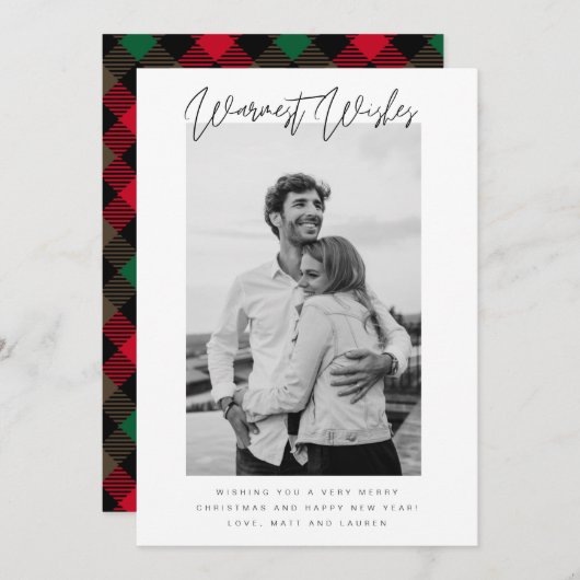 暖かい願い写真ミニマルなクリスマス シーズンカード (正面/裏面)