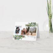 暖かい願い冬のモミのコーン緑の写真ホリ シーズンカード (正面)