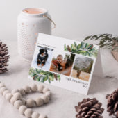 暖かい願い冬のモミのコーン緑の写真ホリ シーズンカード