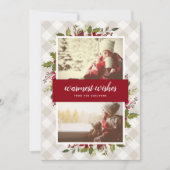 暖かい願い冬の緑2フォトフラット シーズンカード (正面)