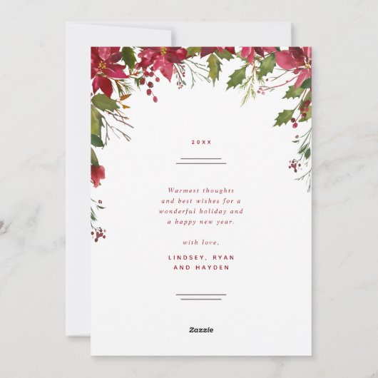 暖かい願い冬の緑2フォトフラット シーズンカード (裏面)