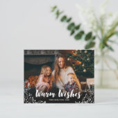 暖かい願い可愛い冬の葉フォトクリスマス ポストカード (スタンド正面)