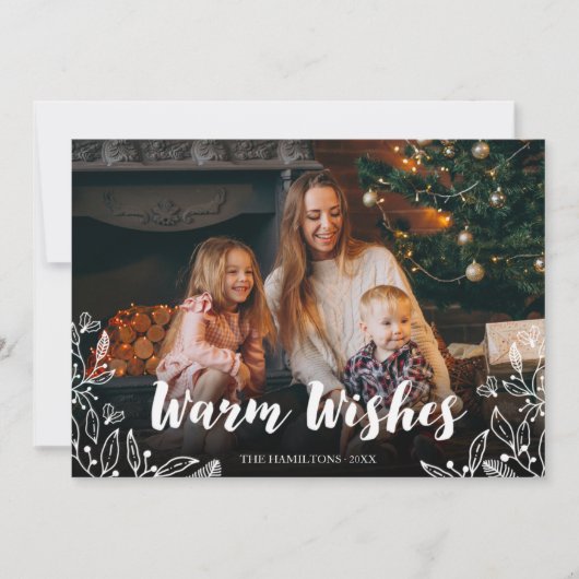 暖かい願い可愛い冬の葉フォトクリスマス 招待状 (正面)