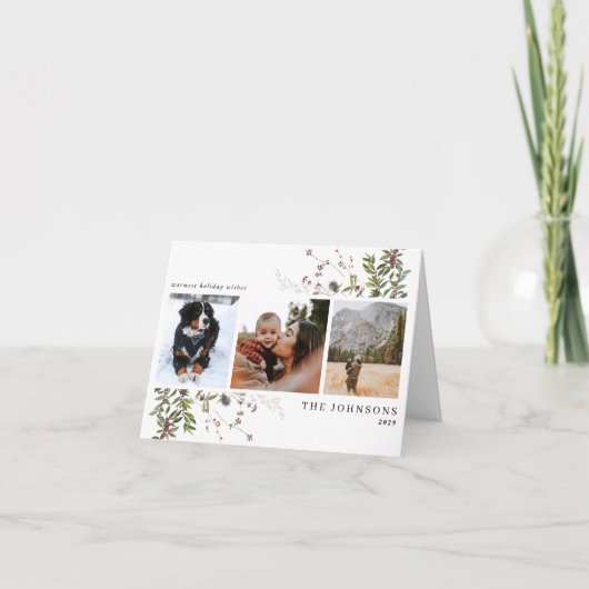 暖かい願い暖かい冬3フォトホリデーカード シーズンカード (正面)