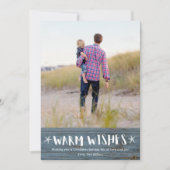 暖かい願い素朴ビーチ家族の写真クリスマス シーズンカード (正面)