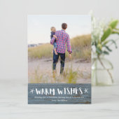 暖かい願い素朴ビーチ家族の写真クリスマス シーズンカード (スタンド正面)